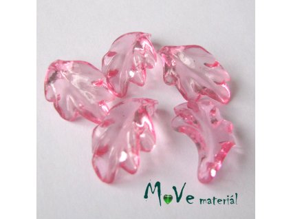 Akrylové transparentní lístečky, 5ks, růžové