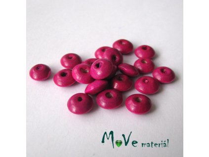 Dřevěný korálek disk 9x4mm, 20ks, růžovofialová