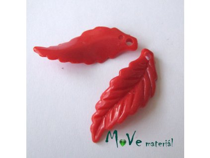 Akrylové lístečky zvlněné, 2ks, červené