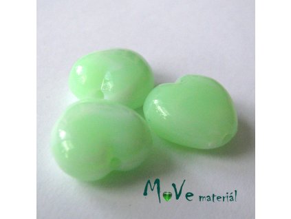 Akrylová srdíčka žíhaná 14x14x6mm,3ks, sv. zelená