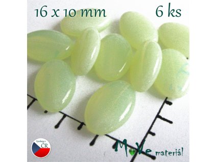 České skleněné žluté placičky 16x10mm 6ks