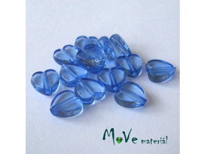 Akrylová srdíčka 9x8.5x4mm,14ks, modrá