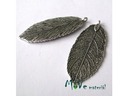 Přívěsek LIST 44x18x2mm, 1ks, starostříbro