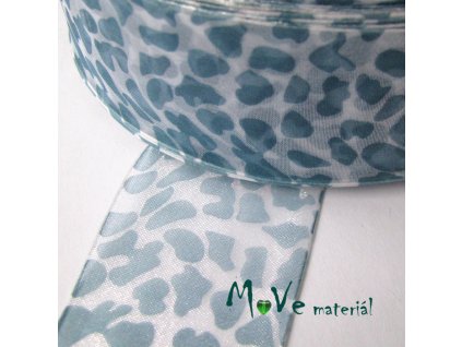 Šifónová stuha 38mm, 1m, leopard, modrá