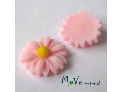 Kabošon kopretina E1 - resin - 2ks, sv. růžová