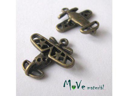 Přívěsek LETADLO 20x20x5mm, 2ks, staromosaz