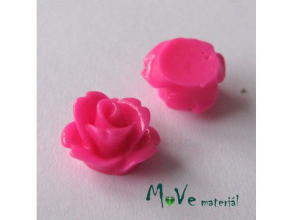 Kabošon květ lesklý C4 - resin - 2ks, tm. růžový