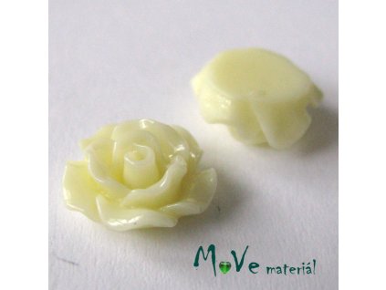 Kabošon růžička lesklá D2 - resin - 2ks, vanilková