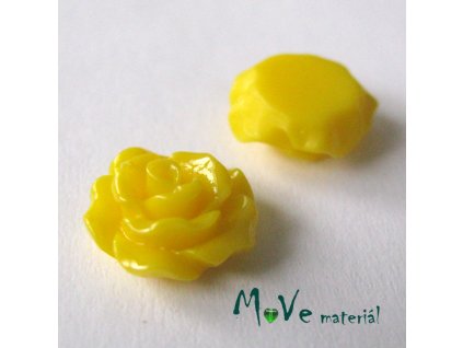 Kabošon růžička lesklá D2 - resin - 2ks, žlutá