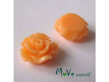 Kabošon růžička lesklá D2 - resin - 2ks, oranžová