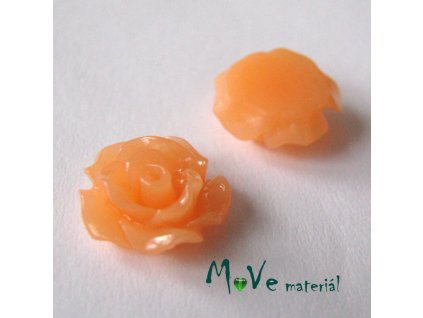 Kabošon růžička lesklá D2 - resin - 2ks, broskvová