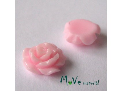 Kabošon růžička lesklá D2 - resin - 2ks, sv.růžová