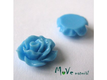 Kabošon růžička lesklá D2 - resin - 2ks, sv. modrá