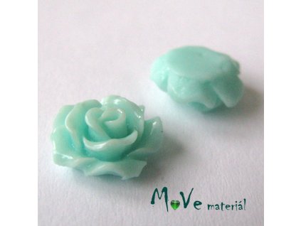 Kabošon růžička lesklá D2 - resin - 2ks, mátová