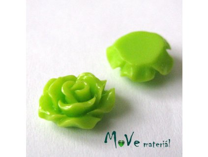 Kabošon růžička lesklá D2 - resin - 2ks, sv. zelená
