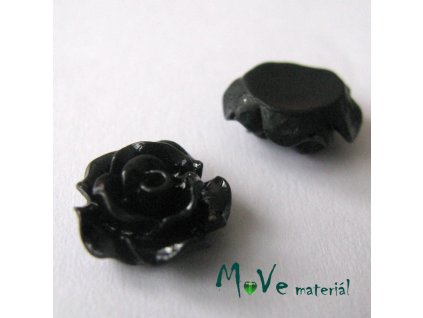 Kabošon růžička lesklá D2 - resin - 2ks, černá