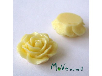 Kabošon růžička lesklá D3 - resin - 2ks, sv. žlutá
