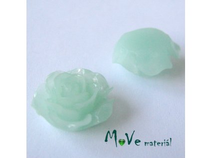 Kabošon růžička lesklá D3 - resin - 2ks, mátová