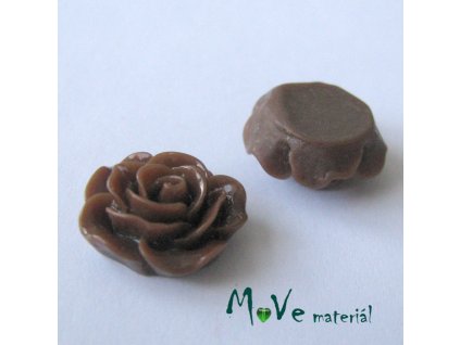 Kabošon růžička lesklá D3 - resin - 2ks, hnědá