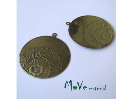 Přívěsek PLACKA 48x44x1mm, 1ks, staromosaz