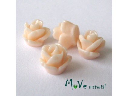 Kabošon růžička lesklá D4 - resin - 4ks, lososová
