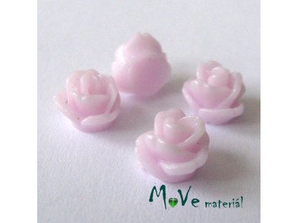 Kabošon růžička lesklá D4 - resin - 4ks, sv. růžová