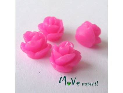 Kabošon růžička lesklá D4 - resin - 4ks, tm. růžová