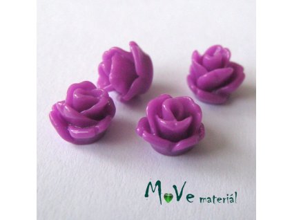 Kabošon růžička lesklá D4 - resin - 4ks, fuchsiová