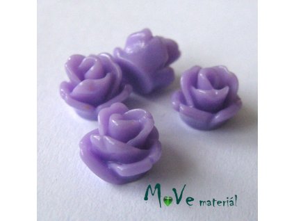 Kabošon růžička lesklá D4 - resin - 4ks, fialová