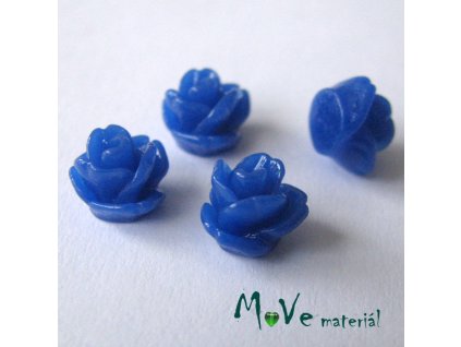 Kabošon růžička lesklá D4 - resin - 4ks, tm. modrá