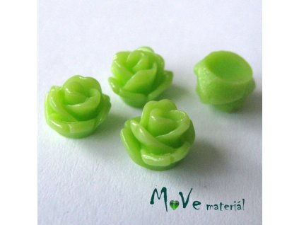 Kabošon růžička lesklá D4 - resin - 4ks, sv. zelená