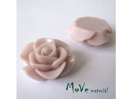 Kabošon růže lesklá D6 - resin - 2ks, starorůžový