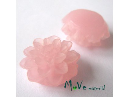 Kabošon květ transparentní A6 - resin - 2ks, světlý růžový