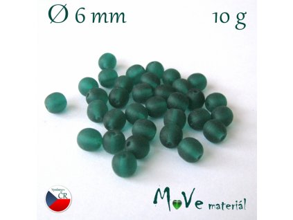 České skleněné zelené matné kuličky 6mm/10g