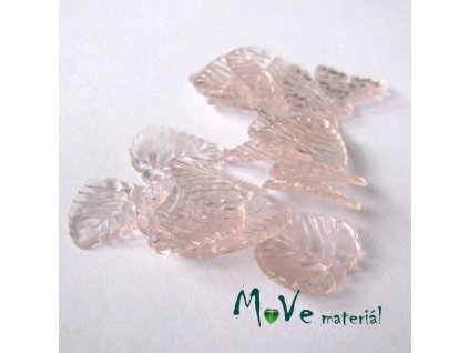 Akrylové transparentní lístečky, 20ks, broskvová