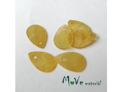 Perleťové penízky kapičky 13x9mm, 6ks, žluté