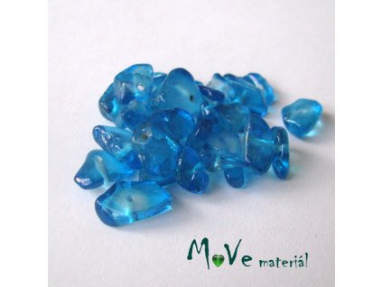 Skleněné zlomky vrtané modrotyrkysové, 7g