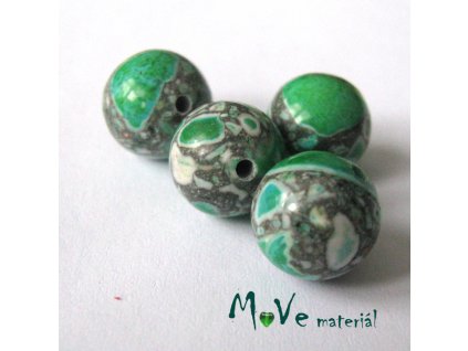 Korálky Marble trávové 10mm 4ks