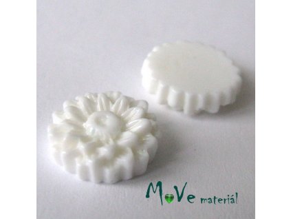Kabošon květ lesklý D7 - resin - 2ks, bílý