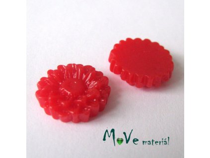 Kabošon květ lesklý D7 - resin - 2ks, červený