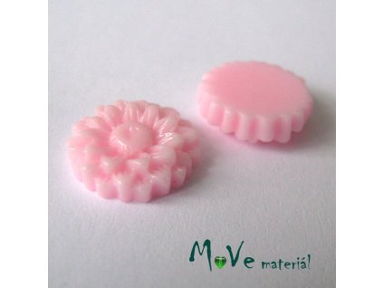 Kabošon květ lesklý D7 - resin - 2ks, sv. růžový