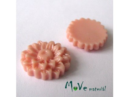 Kabošon květ lesklý D7 - resin - 2ks, starorůžový