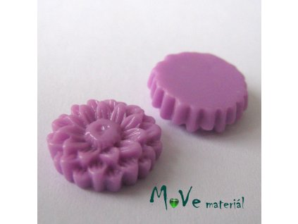 Kabošon květ lesklý D7 - resin - 2ks, růžovofialový