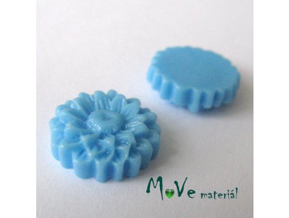 Kabošon květ lesklý D7 - resin - 2ks, modrý