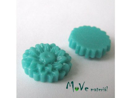 Kabošon květ lesklý D7 - resin - 2ks, brčálový