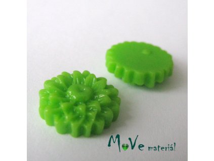 Kabošon květ lesklý D7 - resin - 2ks, zelený