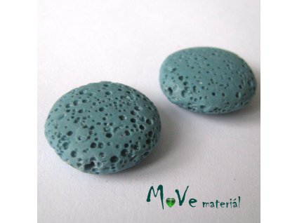 Lávový korálek placka cca 20mm, 1ks, tyrkysový