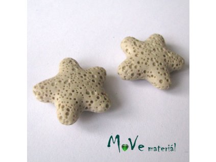 Lávový korálek hvězda 24x8mm, 1ks, béžová