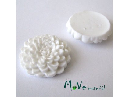Kabošon květ lesklý D8 - resin - 1ks, bílý