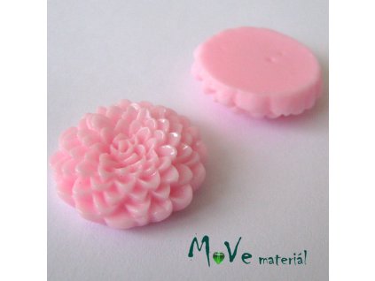 Kabošon květ lesklý D8 - resin - 1ks, sv. růžový